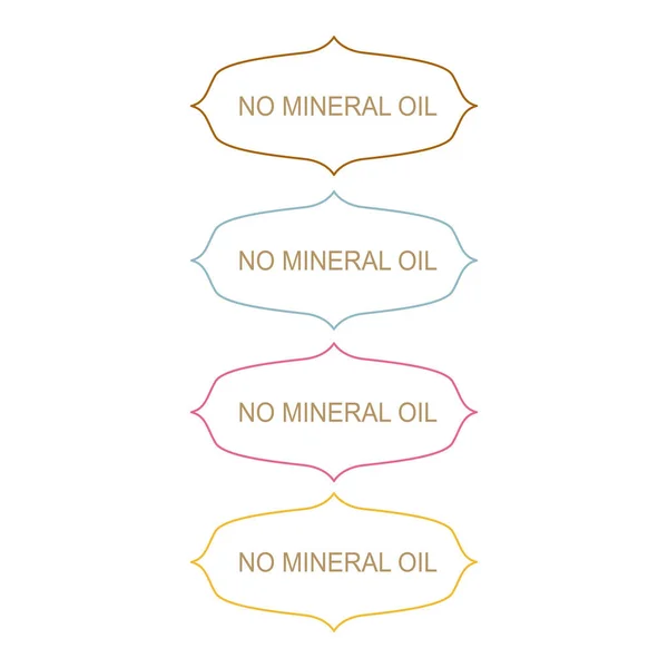 Geen Minerale Olie Productetiketten Geïsoleerd Wit — Stockvector
