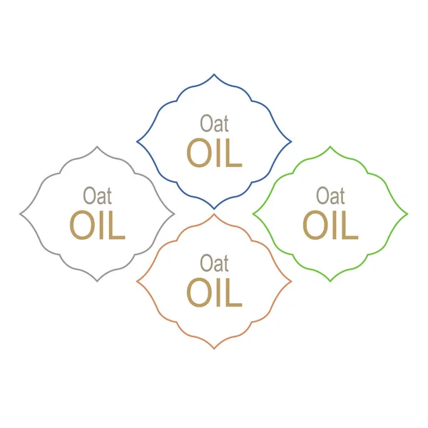 Haver Olie Product Etiketten Geïsoleerd Wit — Stockvector