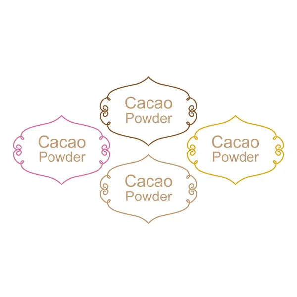 Etiquetas Productos Polvo Cacao Aisladas Blanco — Vector de stock