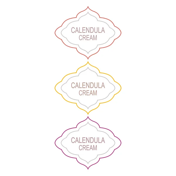 Calendula Cream Product Labels Isolated White — Stockový vektor