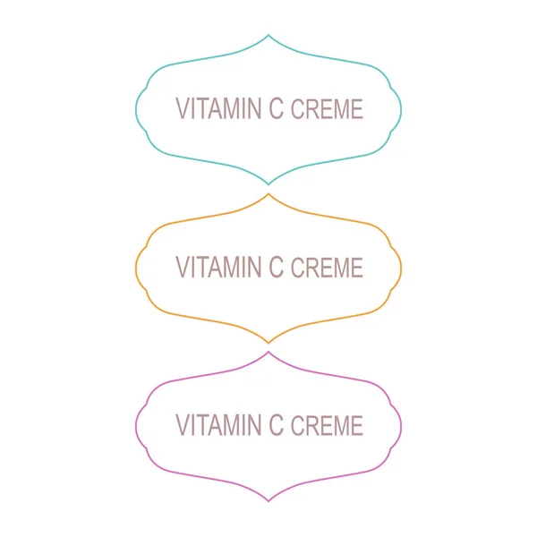 Etiquetas Producto Crema Vitamina Aisladas Blanco — Vector de stock