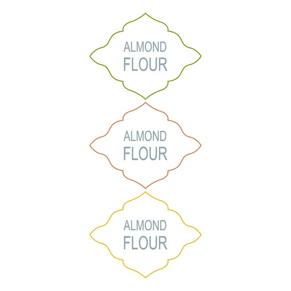 Almond Flour Ozdobne Etykiety Design Izolowane Białym — Wektor stockowy