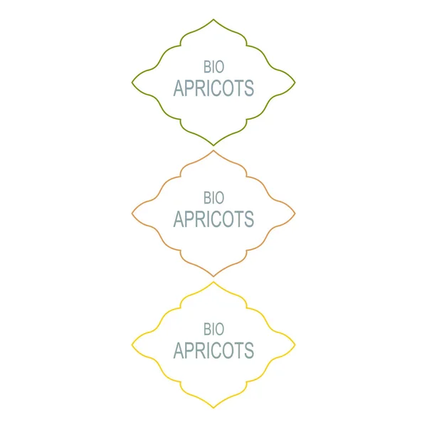 Bio Apricots Ozdobne Etykiety Design Izolowane Białym — Wektor stockowy
