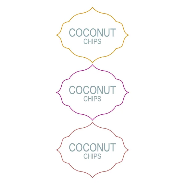 Coconut Chips Design Labels Isolated White — Stock Vector