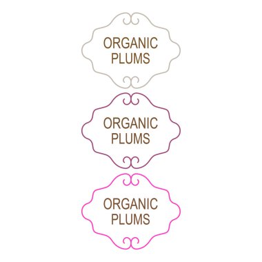 Biyoloji Dükkanları için Organik Erikler Süslü Vektör Etiketleri