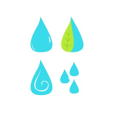 Su ve Doğa Simgeleri Beyaz Üzerine İzole Edildi