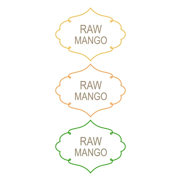 Raw Mango Ornamental Vector Labels Voor Bio Shops — Stockvector