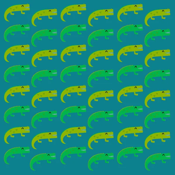 Crocodiles Vector Background Green Blue — Stock Vector