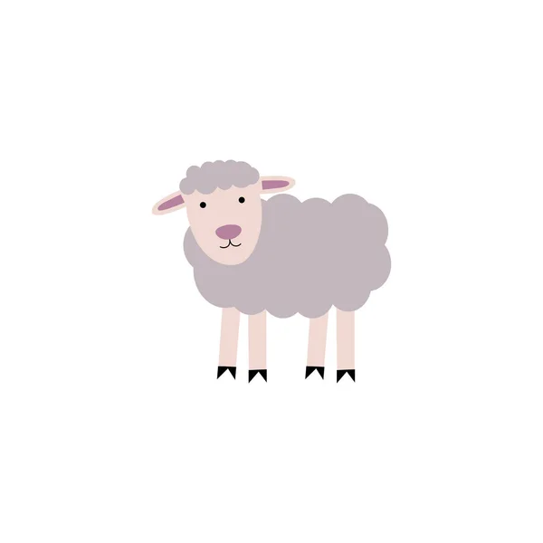 Cute Kids Sheep Vector Illustration Isolated White — Stock Vector