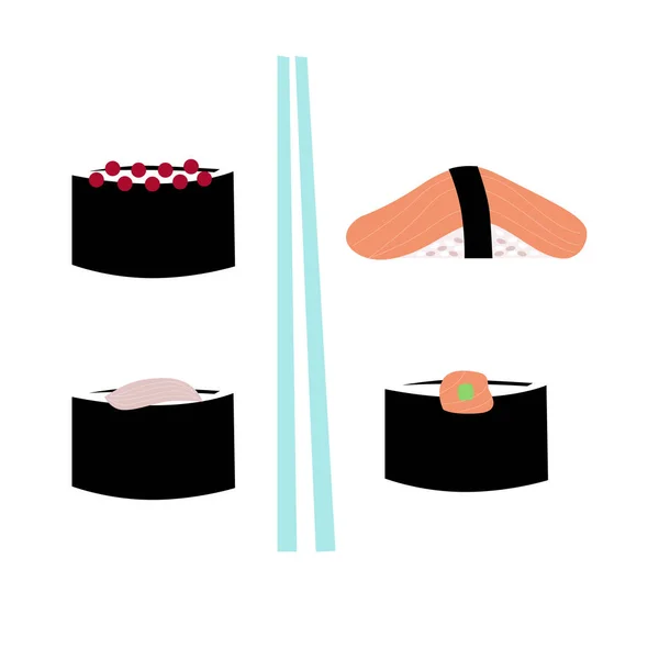 Sushi Vector Set Perfeito Para Sushi Restaurante Marketing —  Vetores de Stock