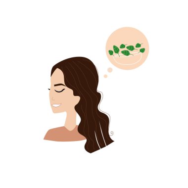 Yeşil Salata Yapraklarını Düşünen Kadın