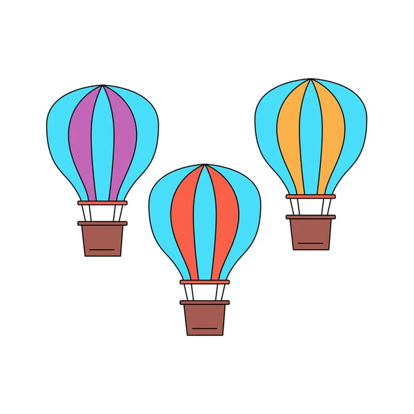 Air Balloons Retro Collection Illustration Vectorielle Isolé Sur Blanc — Image vectorielle