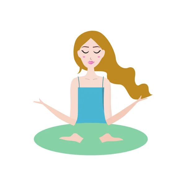 Mulher Yoga Asana Vector Ilustração Isolada Branco — Vetor de Stock