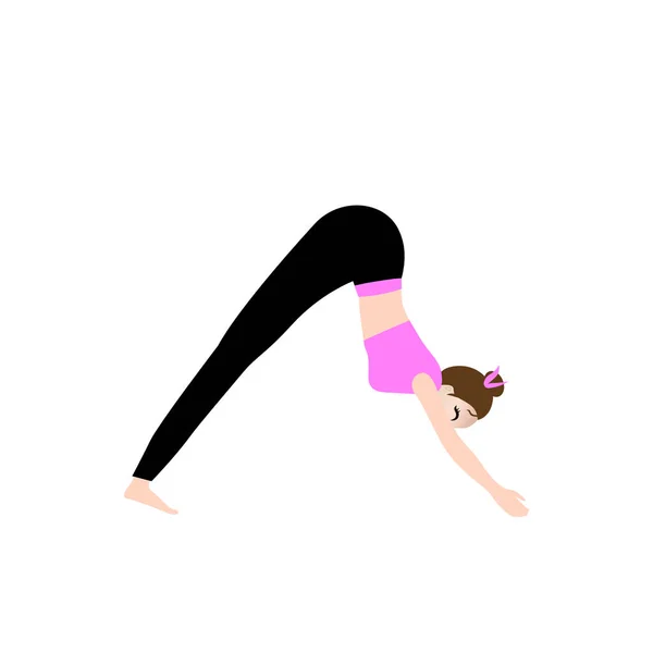 Girl Yoga Asana Vector Illustration Isoliert Auf Weiß — Stockvektor