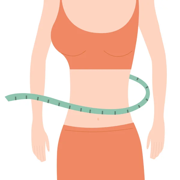 Illustration Vectorielle Perte Poids Corporel Femme Isolée Sur Blanc — Image vectorielle