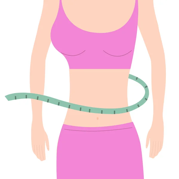 Vrouw Lichaamsgewicht Verlies Vector Illustratie Geïsoleerd Wit — Stockvector