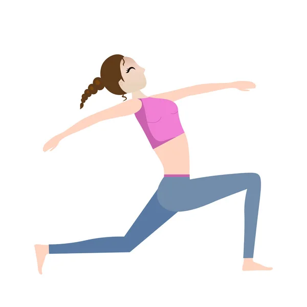 Meisje Yoga Asana Vector Illustratie Geïsoleerd Wit — Stockvector