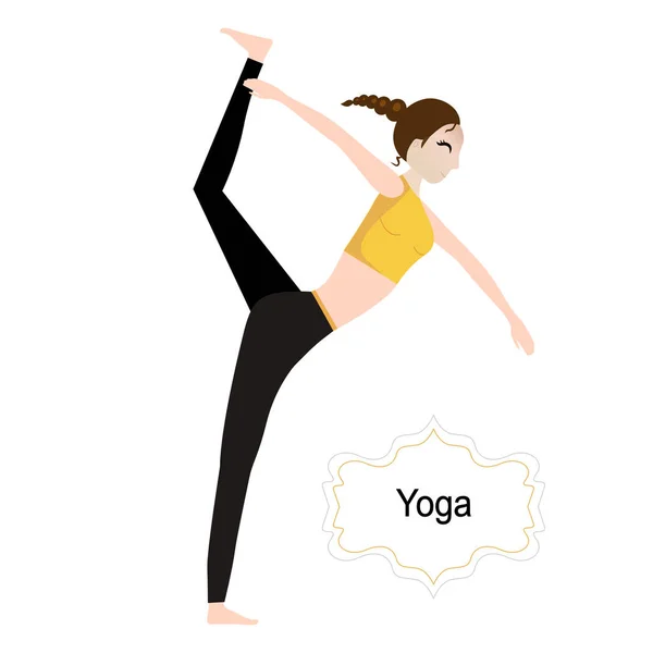 Ragazza Yoga Asana Vettoriale Illustrazione Isolato Bianco — Vettoriale Stock