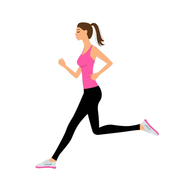 Running Woman Vector Illustratie Geïsoleerd Wit — Stockvector