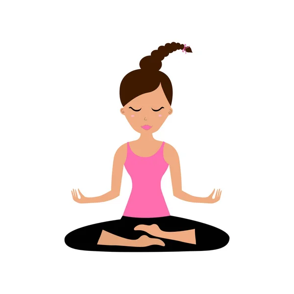 Menina Yoga Asana Vector Ilustração Isolada Branco — Vetor de Stock