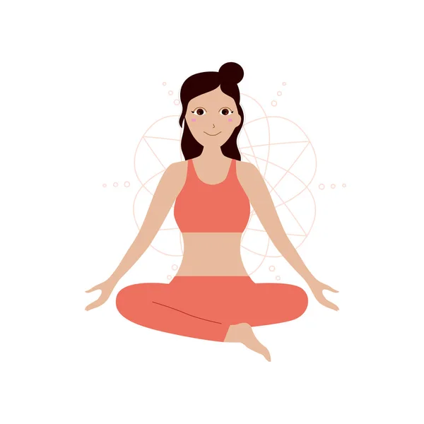 Yoga Yapan Kadın Asana Beyaz Tenli — Stok Vektör