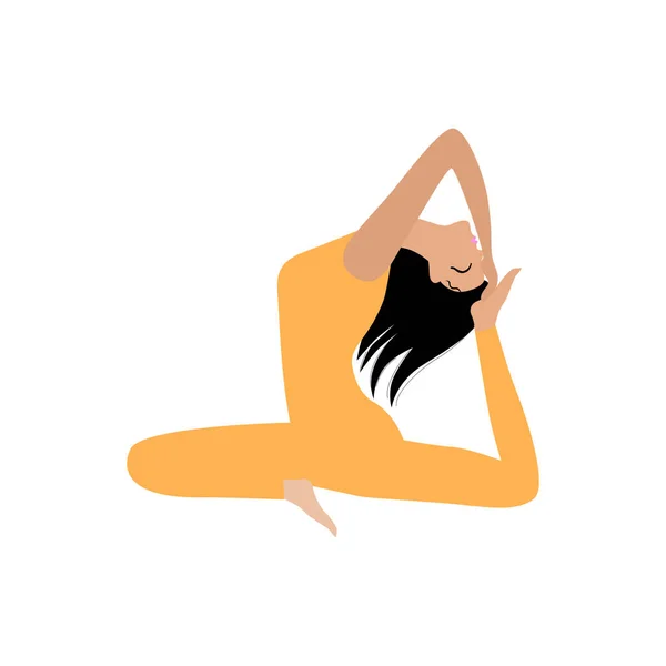 Femme Faisant Yoga Asana Isolé Sur Blanc — Image vectorielle