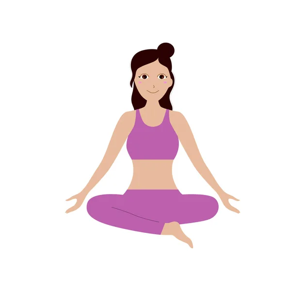 Mujer Haciendo Yoga Asana Aislada Sobre Blanco — Vector de stock