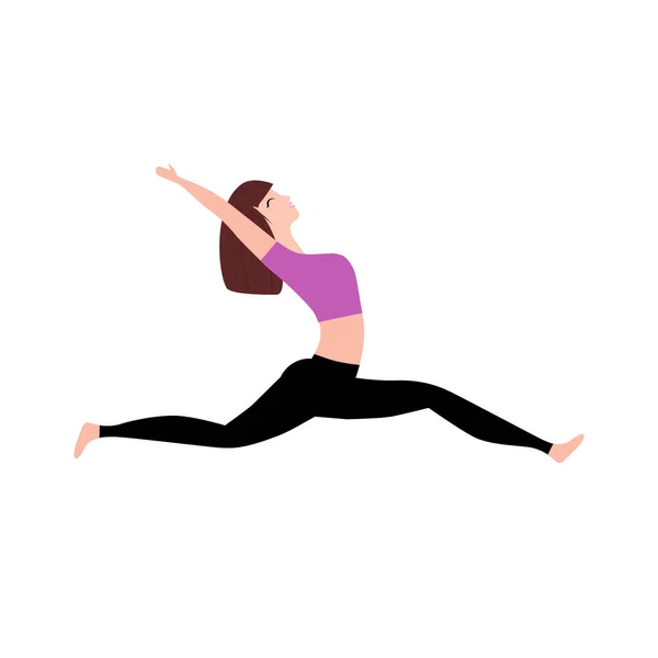Vrouw Maken Yoga Asana Geïsoleerd Wit — Stockvector