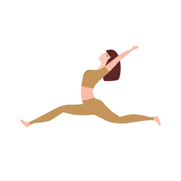 Wanita Membuat Yoga Asana Terisolasi White - Stok Vektor
