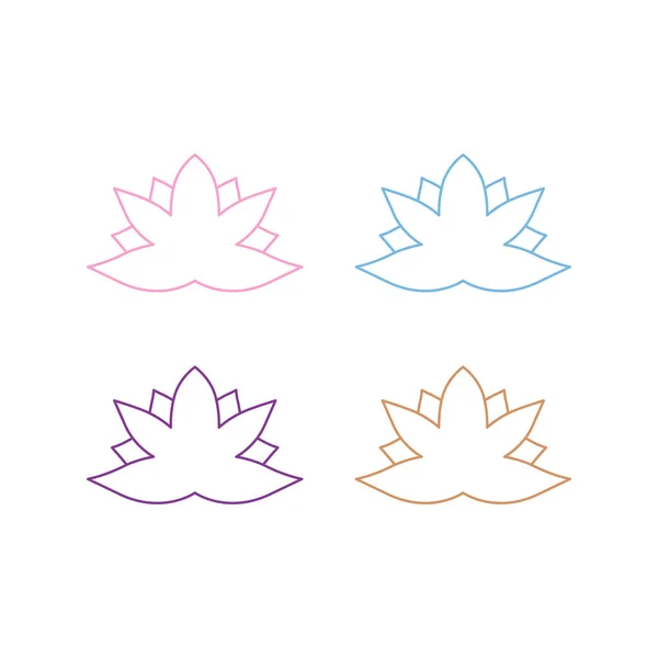 Färgade Lotustecken Symbol Konst Logotyp Isolerad Vit — Stock vektor