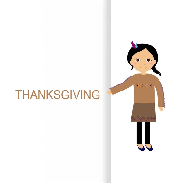 India Chica Thanksgiving Tema Aislado Blanco — Archivo Imágenes Vectoriales