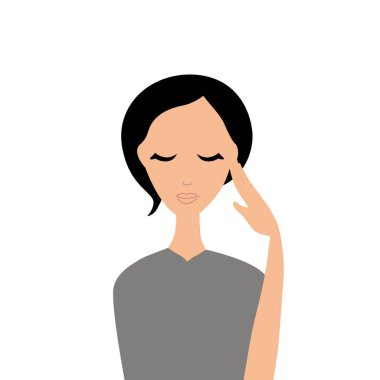 Baş Ağrısı Vektörü İllüstrasyonu olan Kadın Beyazda