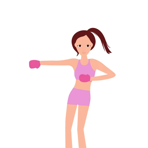 Young Boxer Woman Isolated White — Stock Vector