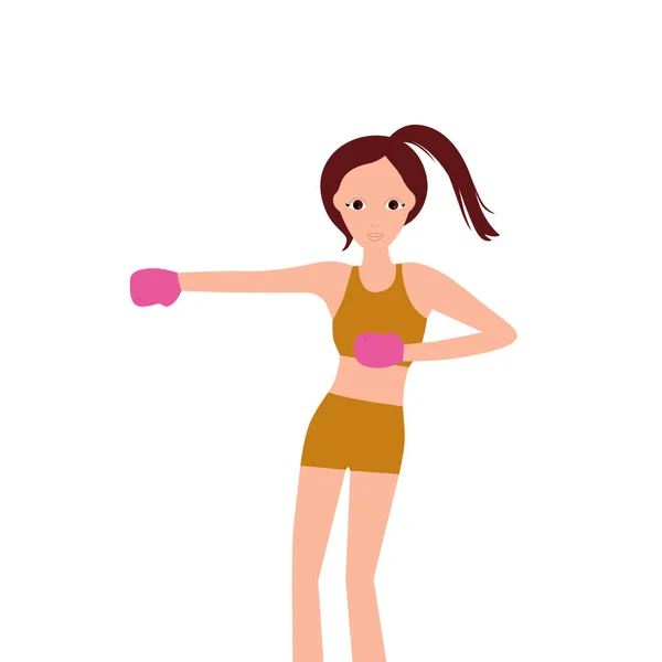 Boxer Woman Vector Illustration Isolated White — Stock Vector