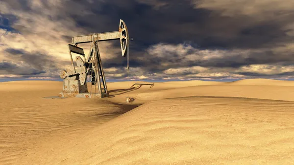 Oljefält på sand — Stockfoto