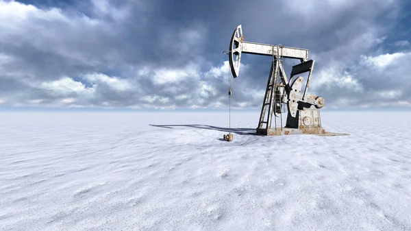 Campo petrolífero en nieve — Foto de Stock