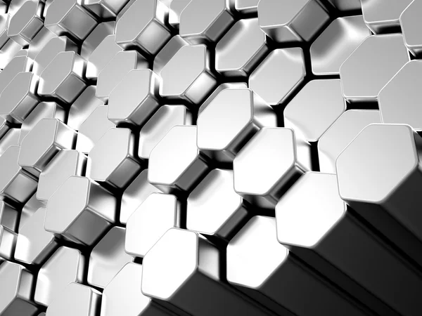 Barres métalliques hexagonales brillantes Fond — Photo