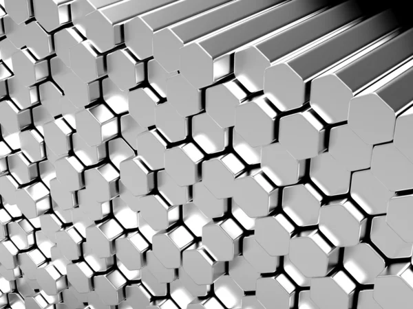 Shiny hexagon metal bars background — Stock Photo, Image