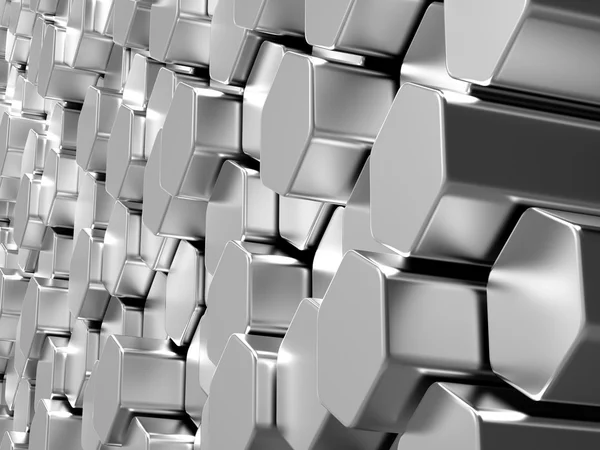 Shiny hexagon metal bars background — Stock Photo, Image