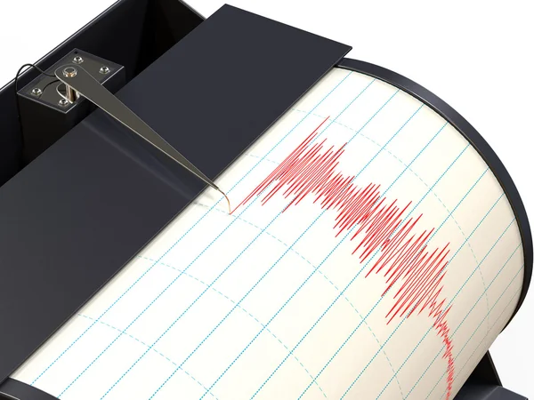 Seismographen-Instrument zeichnet Bodenbewegungen bei Erdbeben auf — Stockfoto