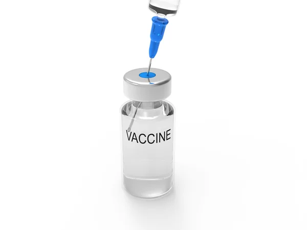 Seringue et flacon de vaccin sur fond blanc — Photo