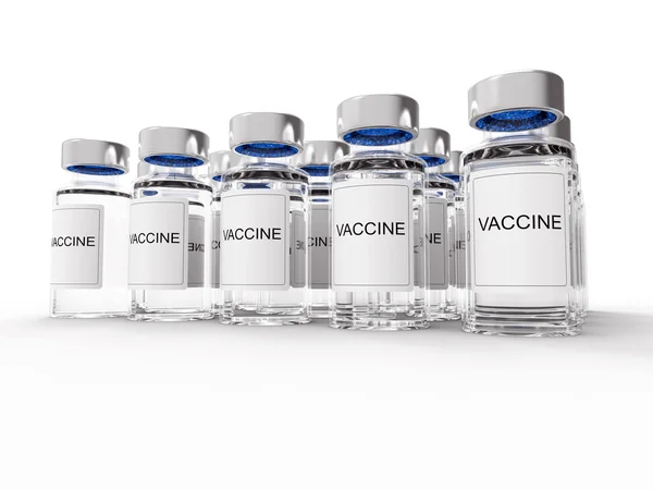 Beyaz zemin üzerine aşı şişeleri — Stok fotoğraf
