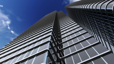 arka plan mavi gökyüzü ile gökdelen