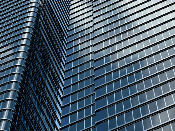 青い窓と高層ビル — ストック写真