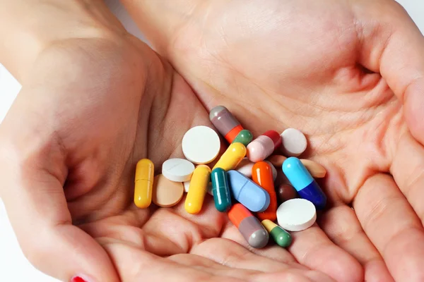 Pills in hand — Stock Photo, Image