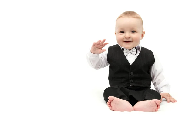 Šťastný chlapeček v obleku — Stock fotografie