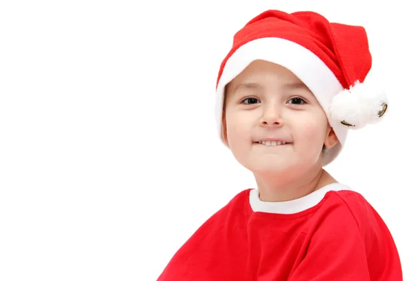 Kind mit Weihnachtsmann-Hut — Stockfoto