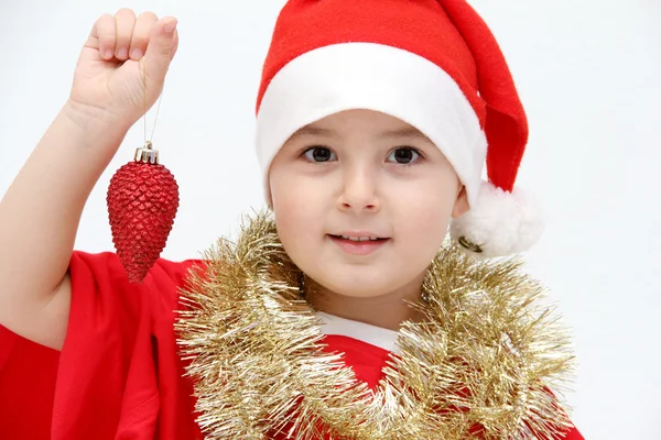 Criança com chapéu de Pai Natal — Fotografia de Stock