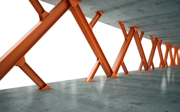 Vigas e estrutura de concreto 3D renderização — Fotografia de Stock