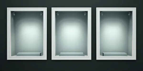 Tre vetrine vuote del negozio — Foto Stock